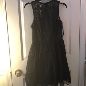 Navy blue dress with flower pattern